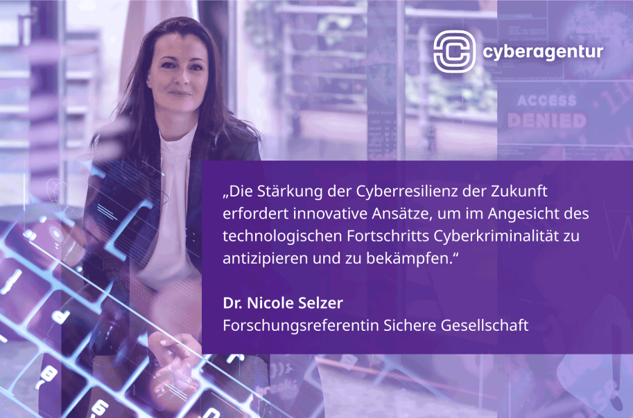 Dr. Nicole Selzer, Forschungsreferentin in der Abteilung Sichere Gesellschaft der Cyberagentur. Montage: Andreas Stedtler (Foto)/Cyberagentur